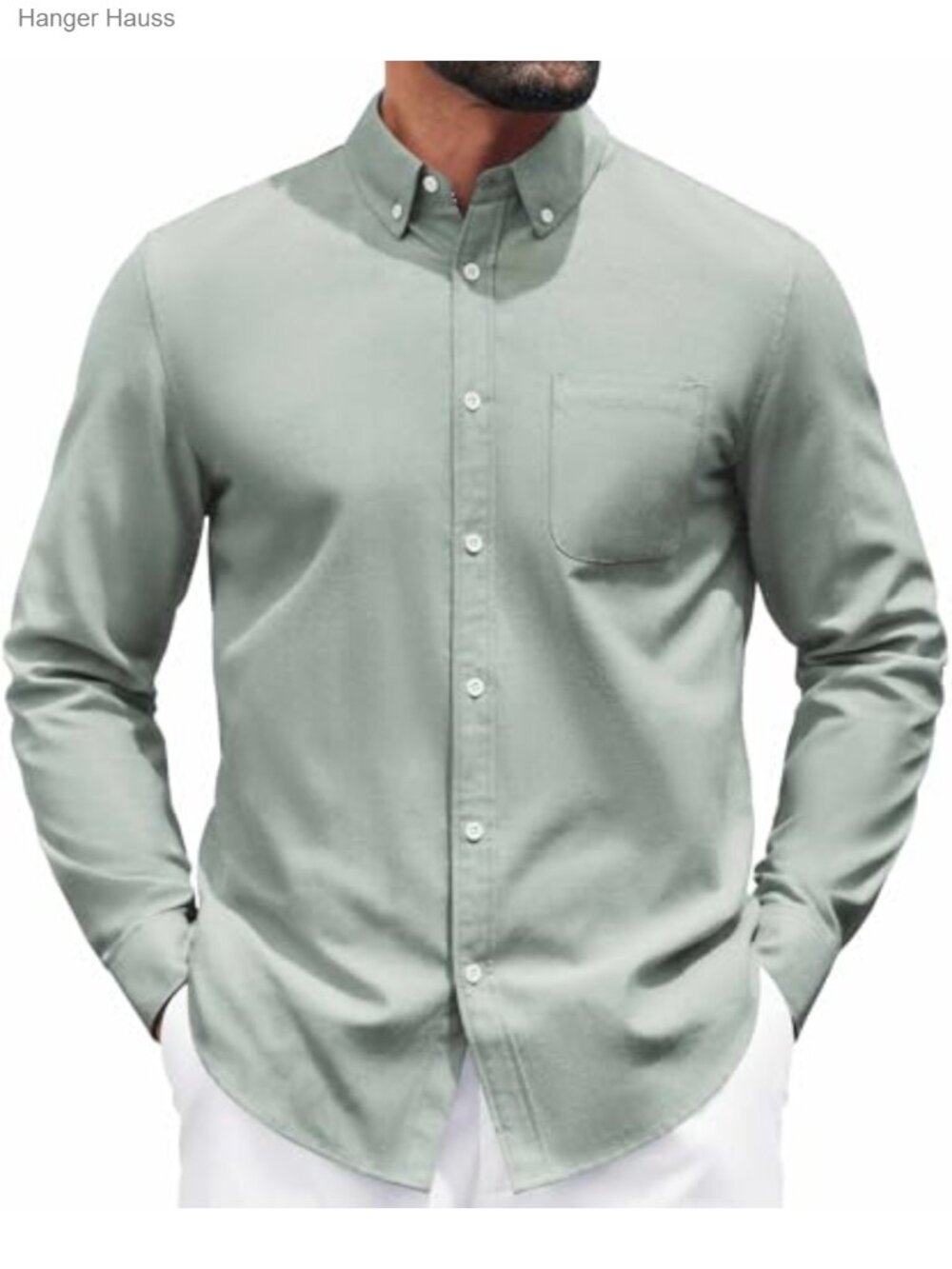 Men's Casual Button Down Shirt Long Sleeve Oxford Cotton Blend Untucked